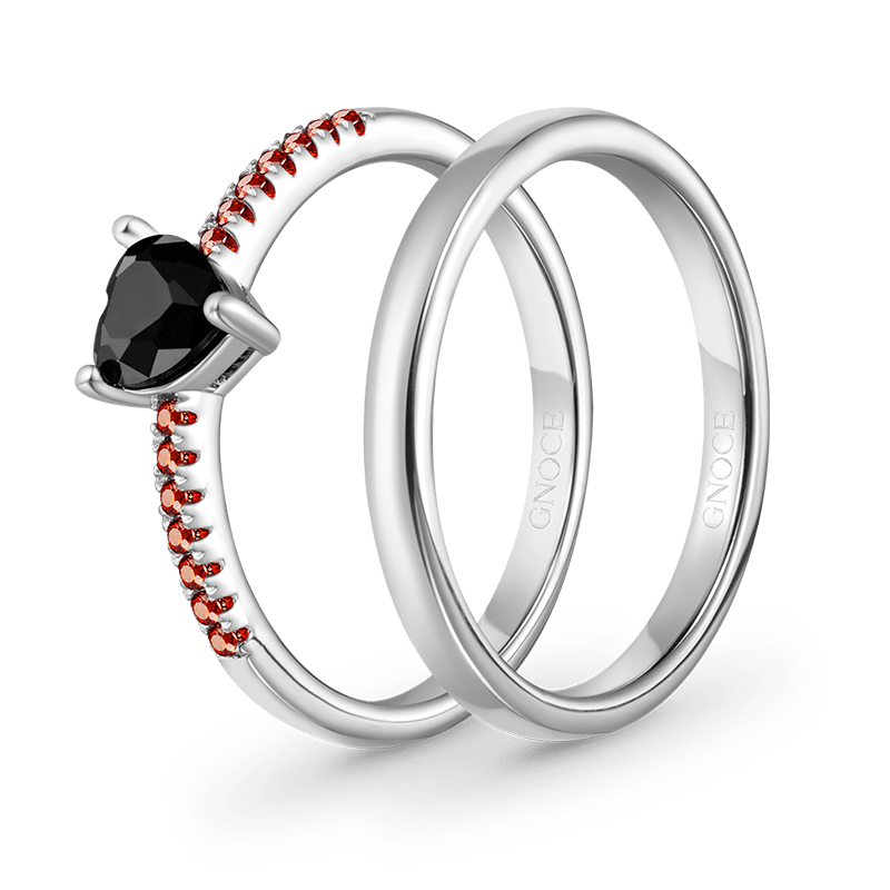 Black Heart Cut Stackable Ring image number 1