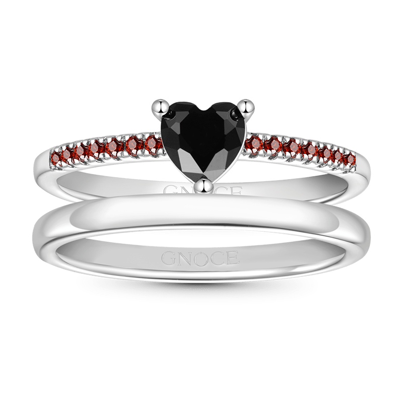 Black Heart Cut Stackable Ring image number 0