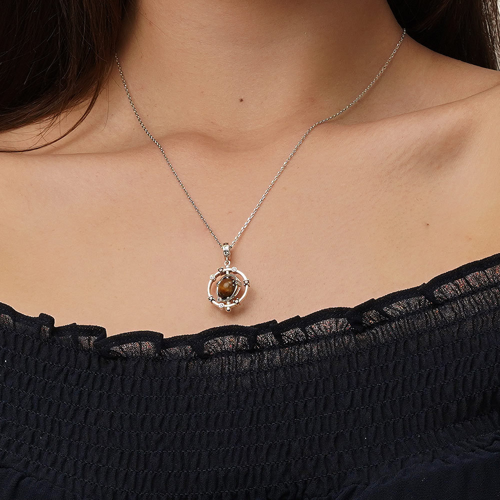 Rotatable Tigereye Galaxy Pendant image number 4
