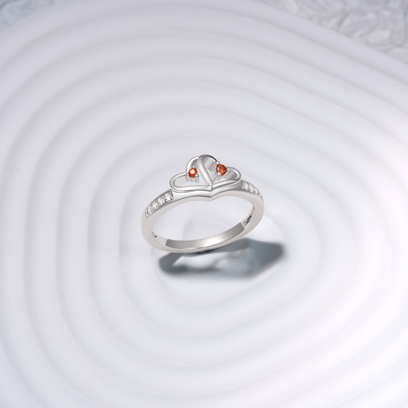 Double Heart Birthstone Ring image number 3