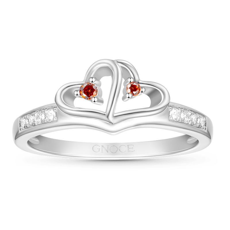 Double Heart Birthstone Ring image number 1