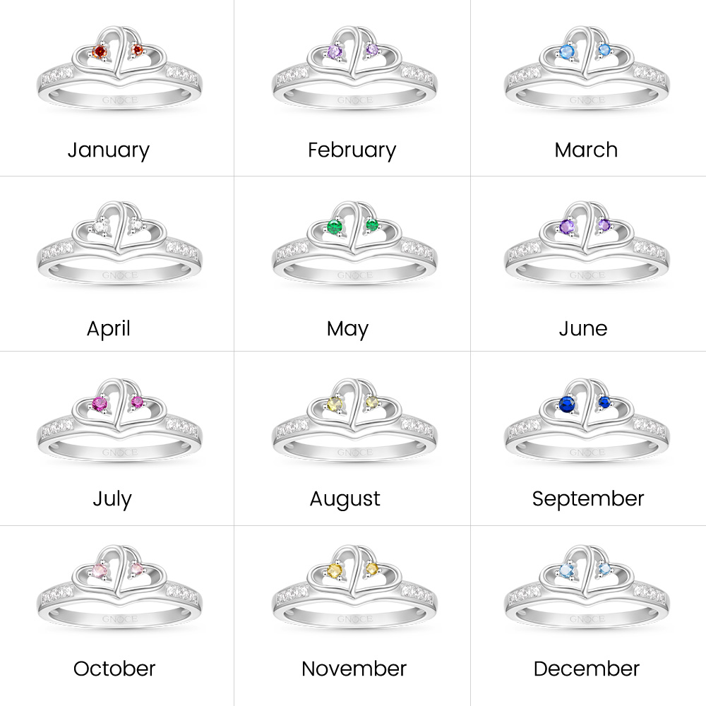 Double Heart Birthstone Ring image number 6