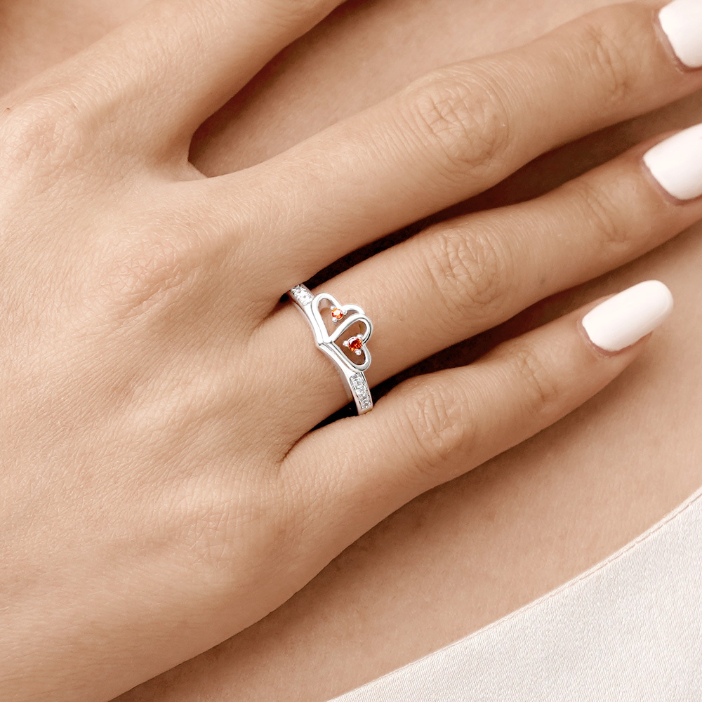 Double Heart Birthstone Ring image number 5
