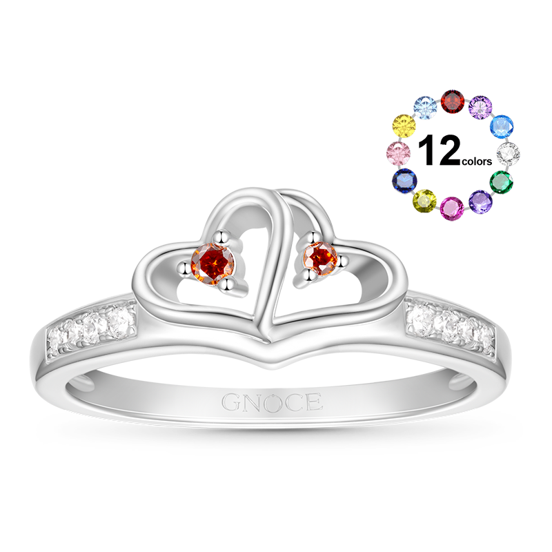 Double Heart Birthstone Ring image number 0
