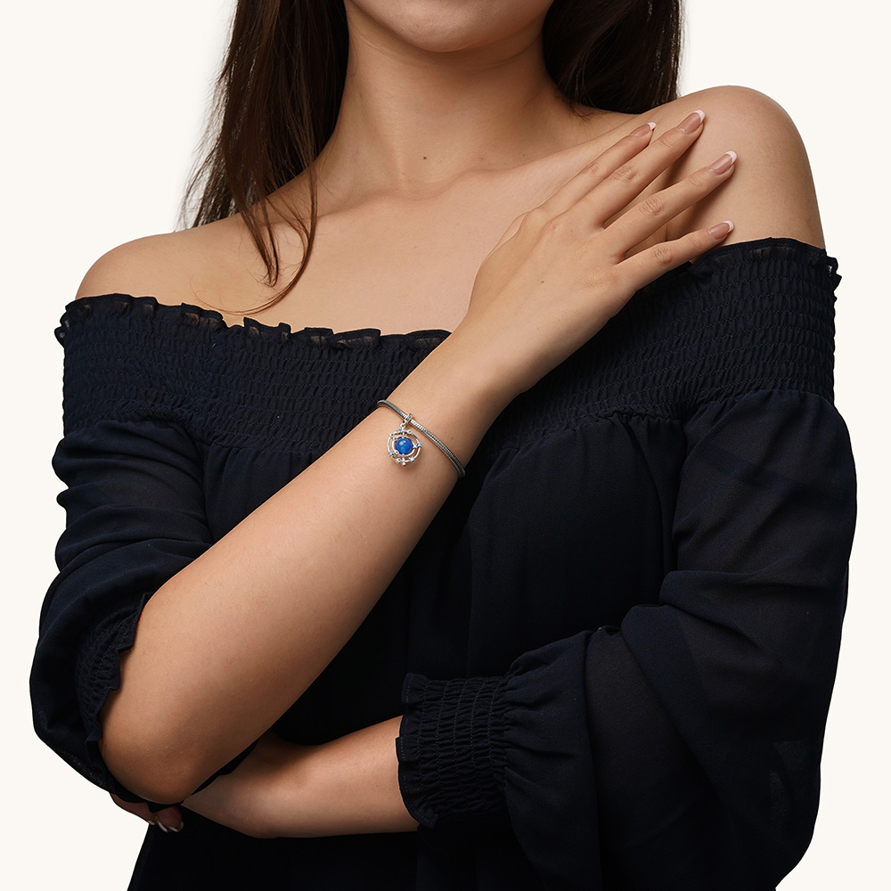 Rotatable Blue Agate Galaxy Pendant image number 5