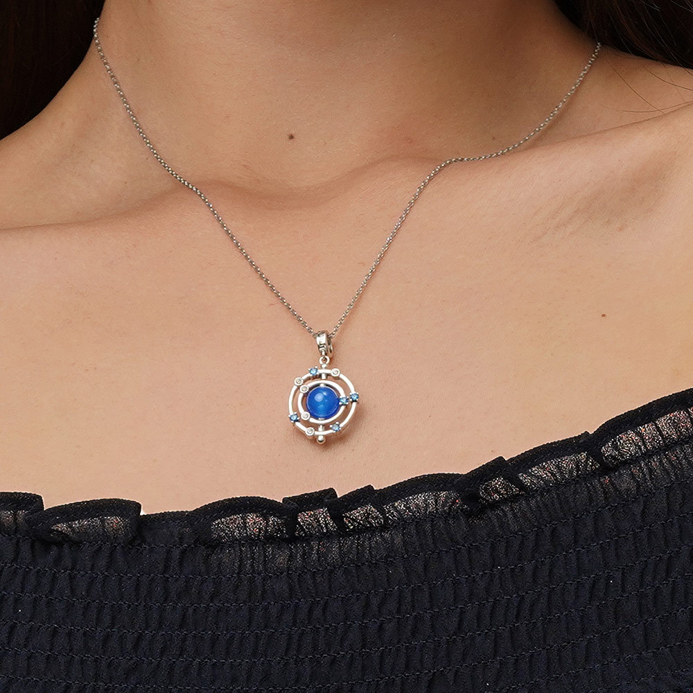 Rotatable Blue Agate Galaxy Pendant image number 4