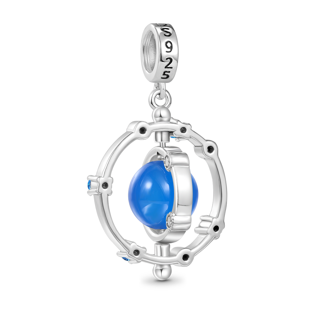Rotatable Blue Agate Galaxy Pendant image number 1