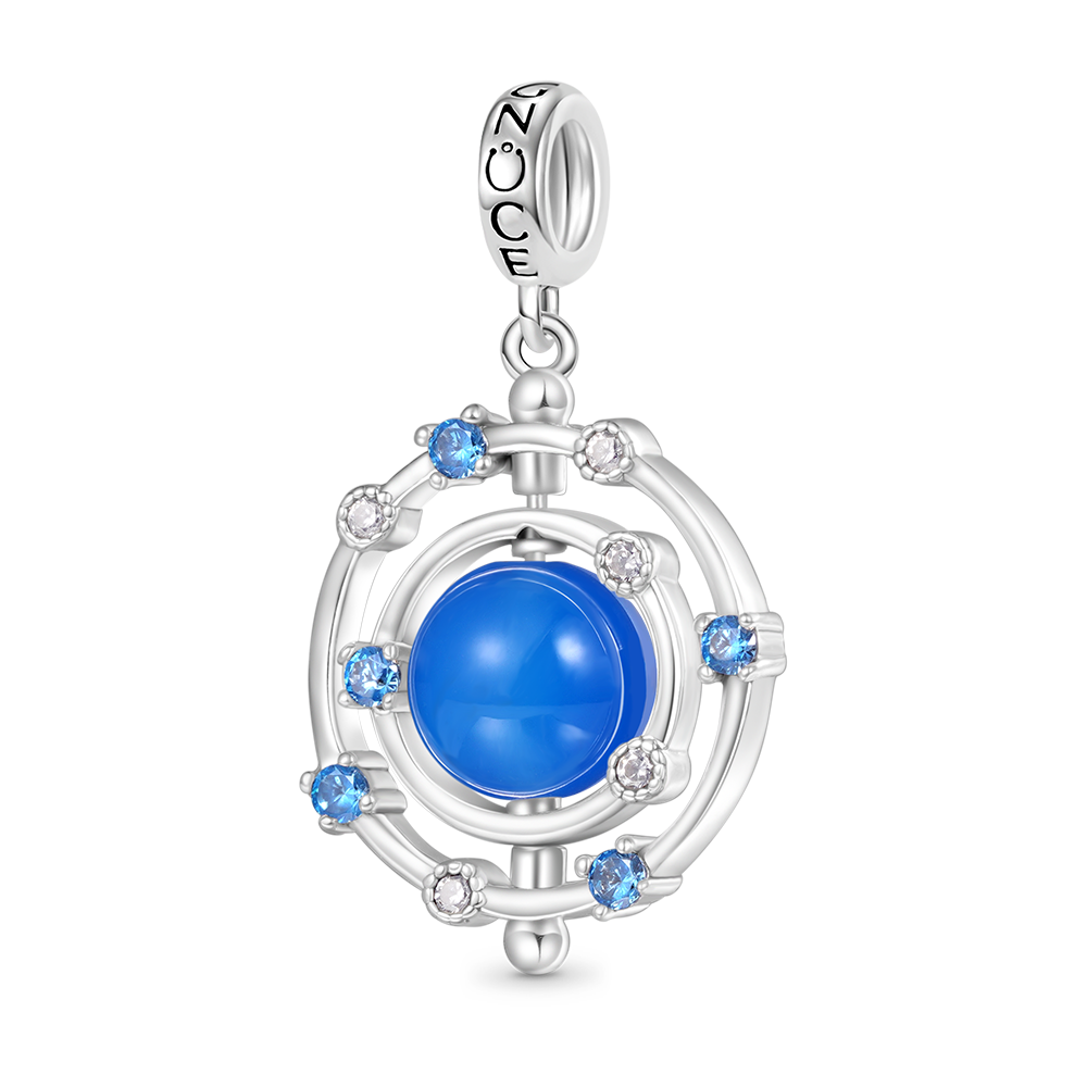 Rotatable Blue Agate Galaxy Pendant image number 0