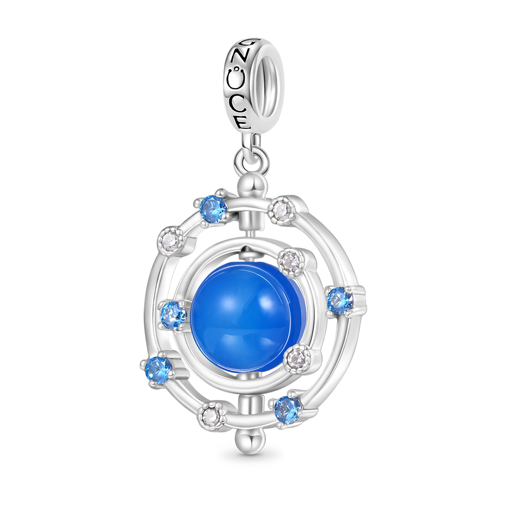 Rotatable Blue Agate Galaxy Pendant image number 0