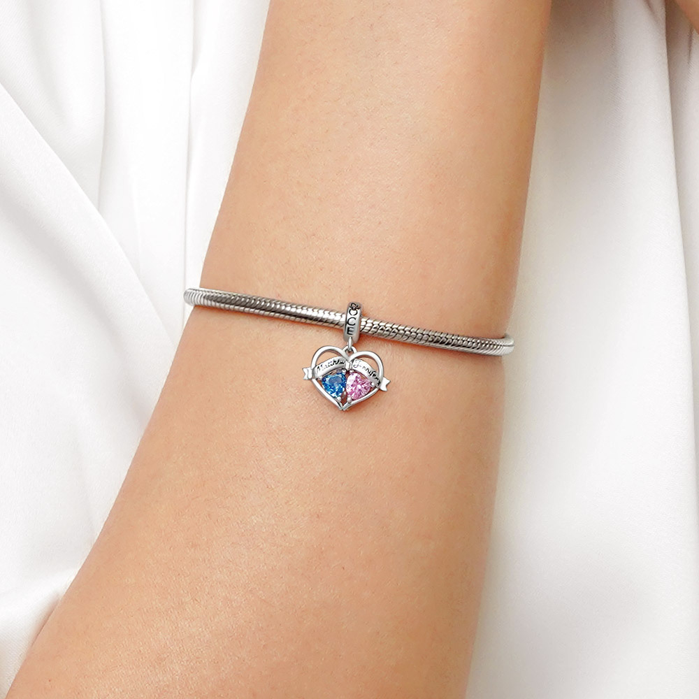 Double Heart Engravable Pendant image number 6