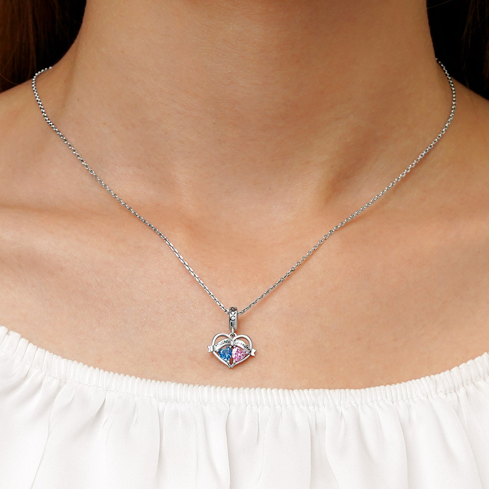 Double Heart Engravable Pendant image number 4