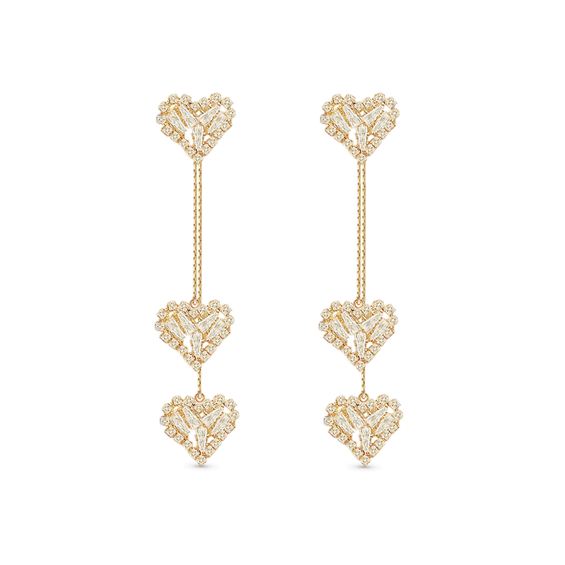 Tassel Heart Crystal Earrings image number 0