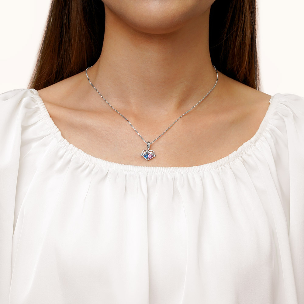 Double Heart Engravable Pendant image number 3