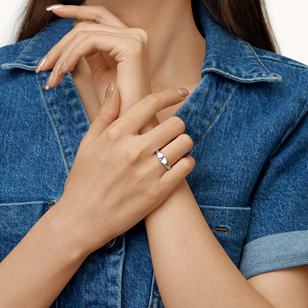 Letter Silver Ring image number 3