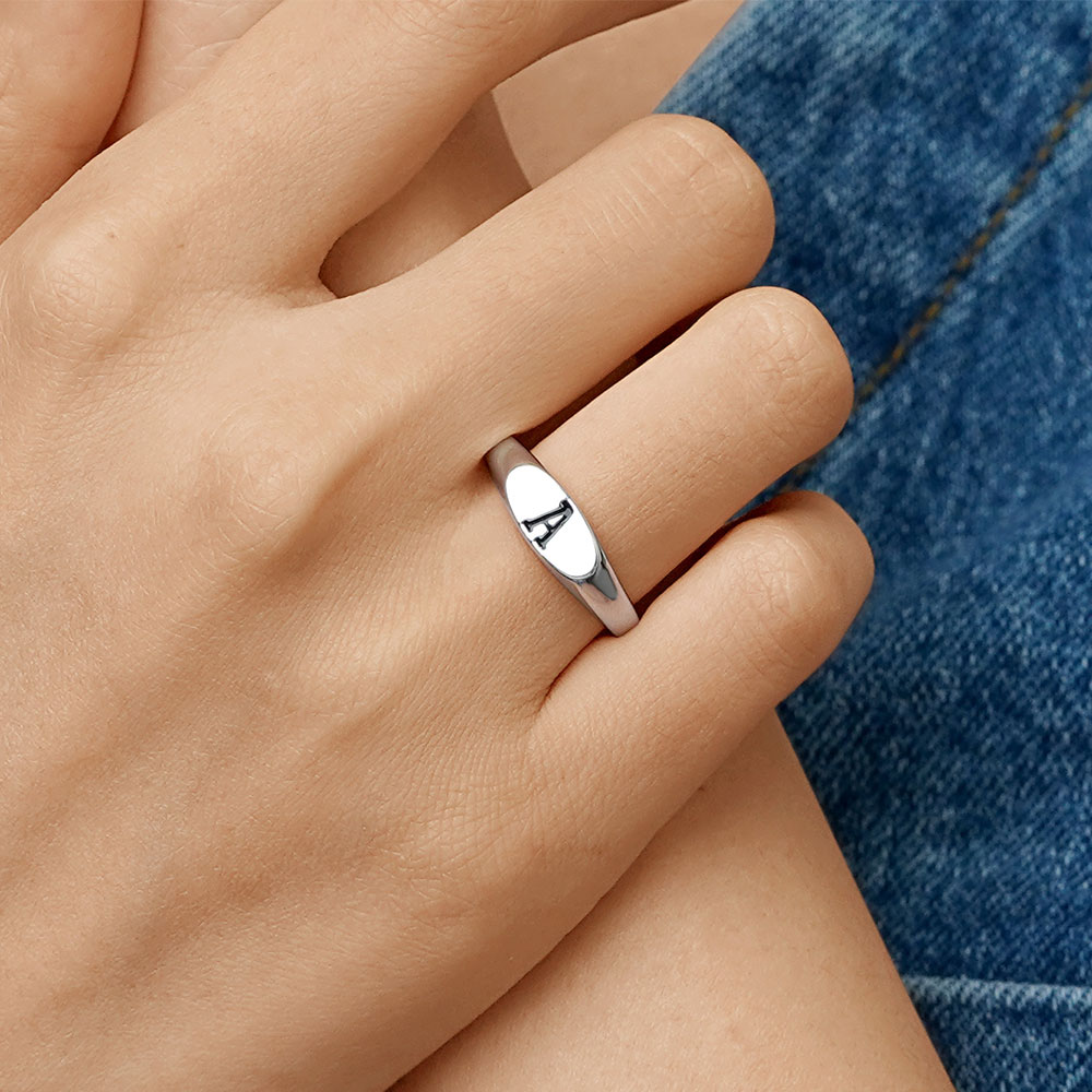 Letter Silver Ring image number 4