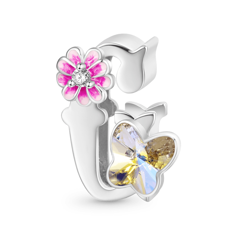 Letter Flower Personalized Charm image number 0