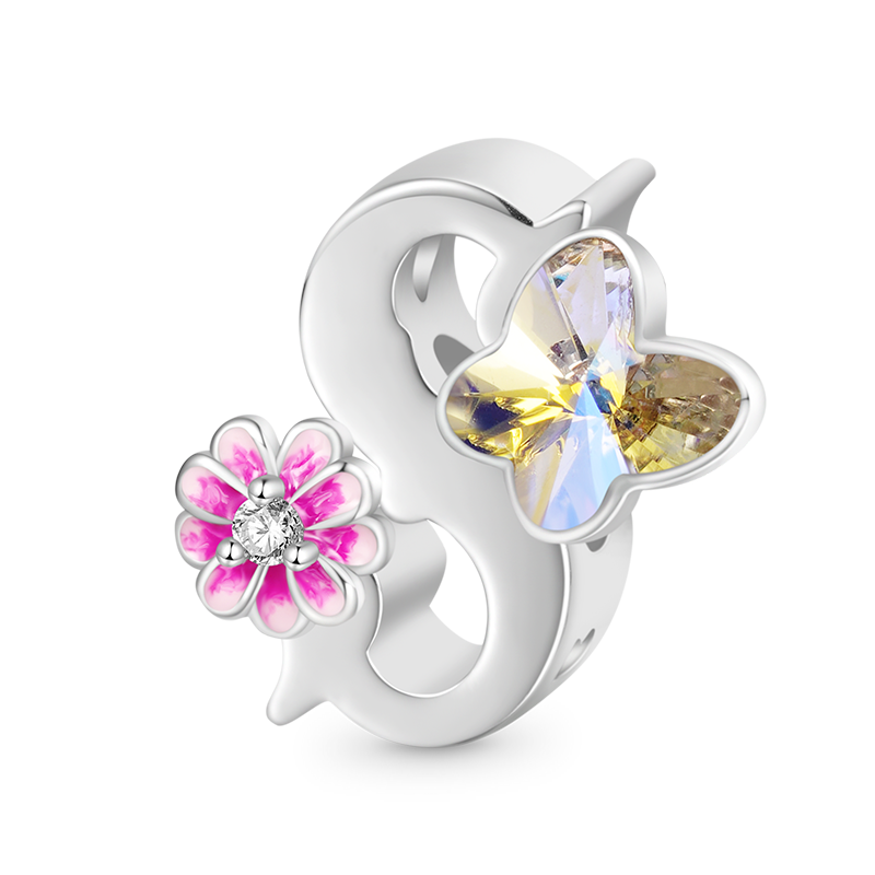 Letter Flower Personalized Charm image number 0