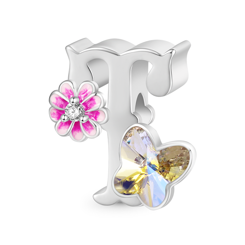 Letter Flower Personalized Charm image number 0