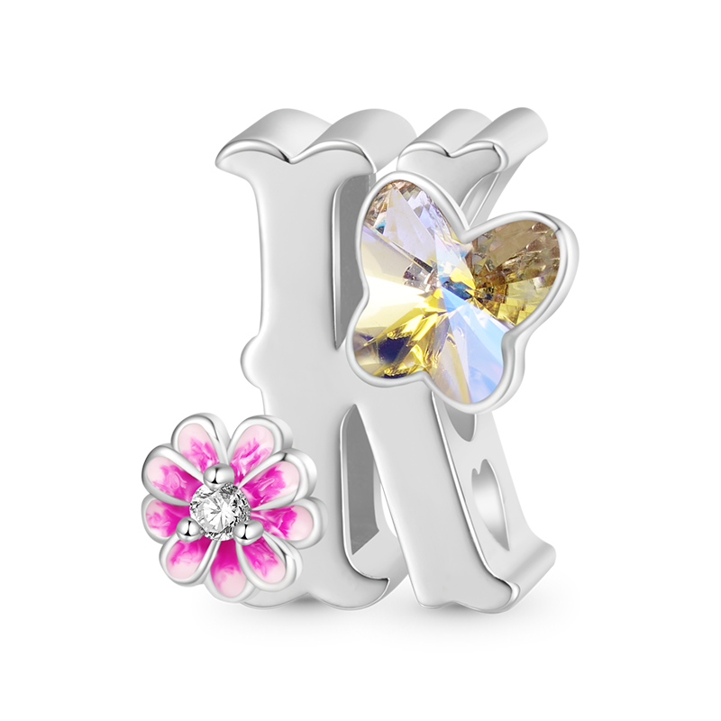 Letter Flower Personalized Charm image number 0