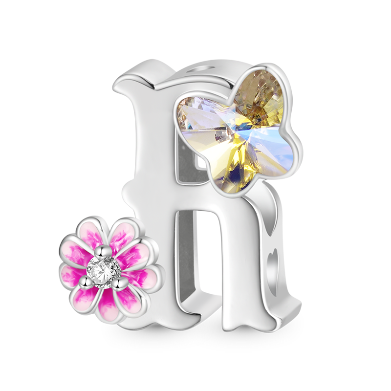 Letter Flower Personalized Charm image number 0