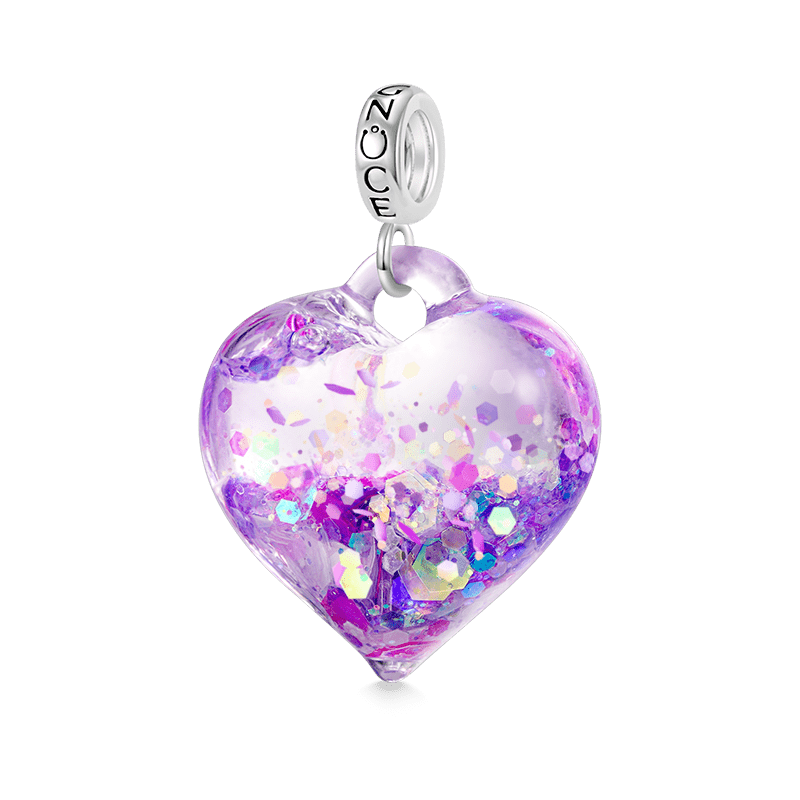 Purple Glitter Heart Pendant image number 1