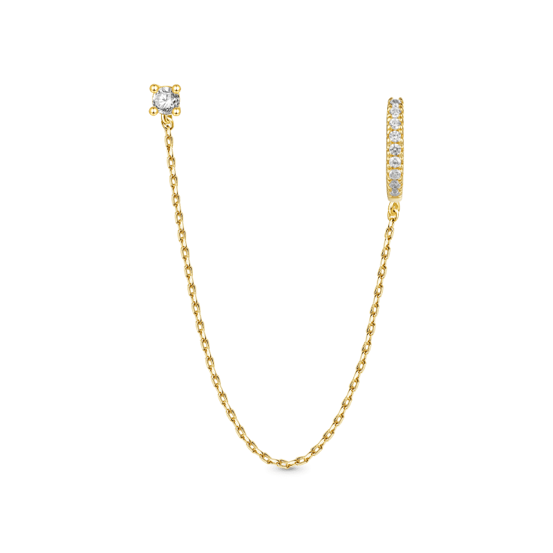 Double Piercing Chain Hoop Earrings image number 0