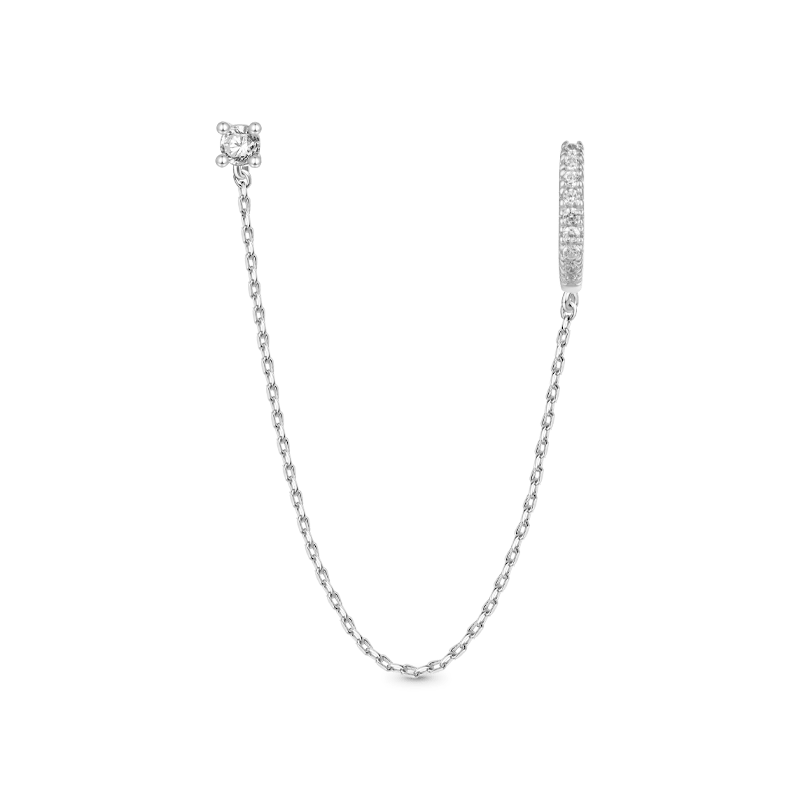 Double Piercing Chain Hoop Earrings image number 0