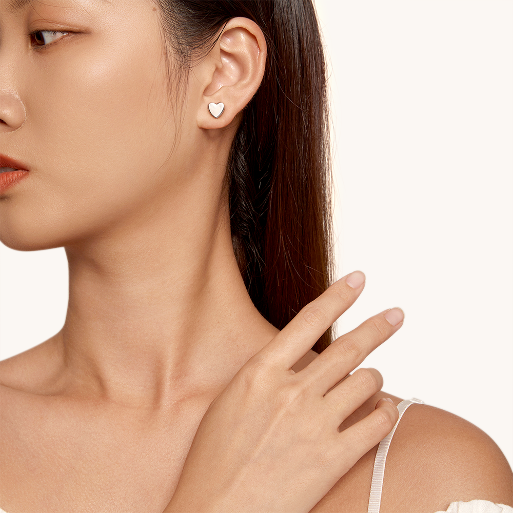 Minimalist Heart Stud Earrings image number 1