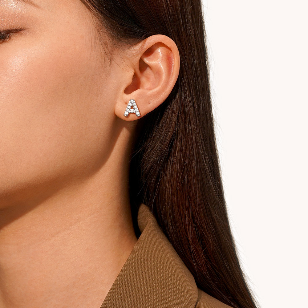 Initial Letter Stud Earrings image number 2