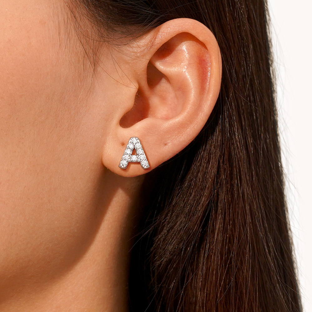 Initial Letter Stud Earrings image number 3