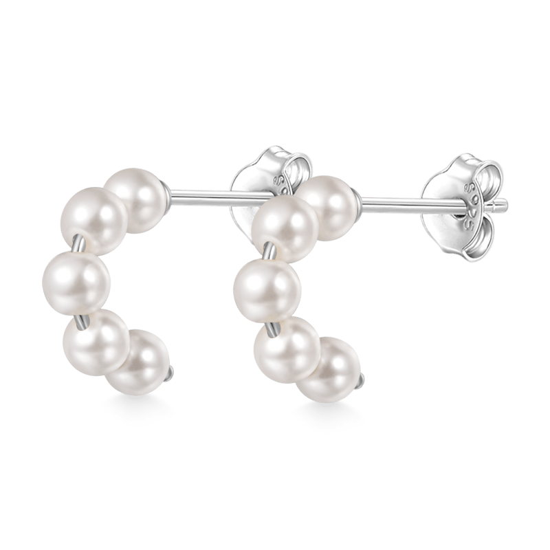 Pearl Open Hoop Earrings image number 1