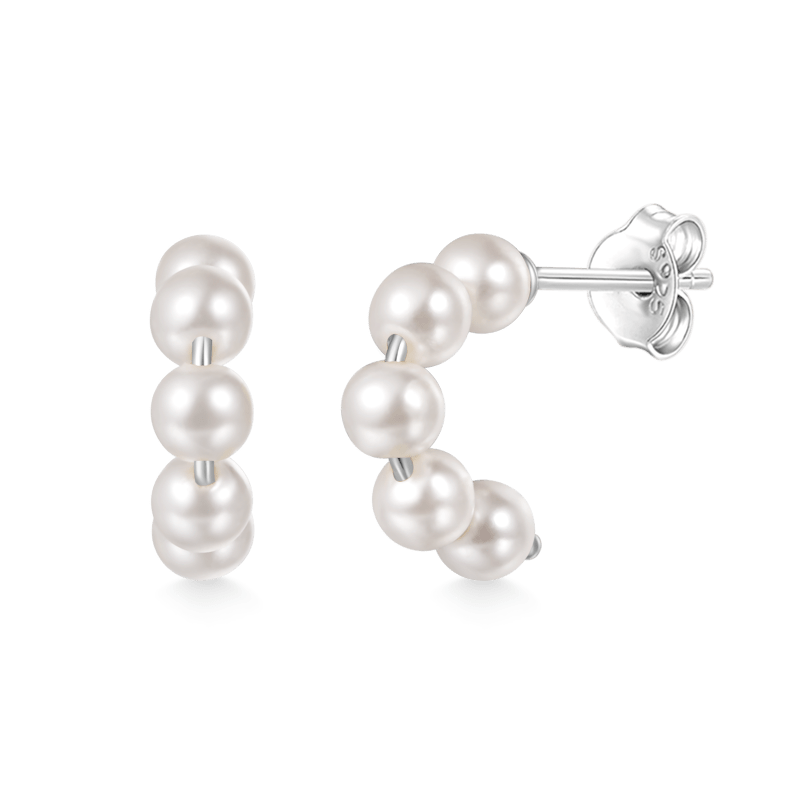 Pearl Open Hoop Earrings image number 0