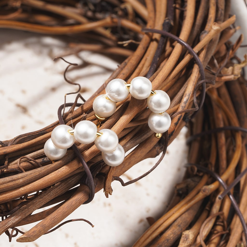 Pearl Open Hoop Earrings image number 4