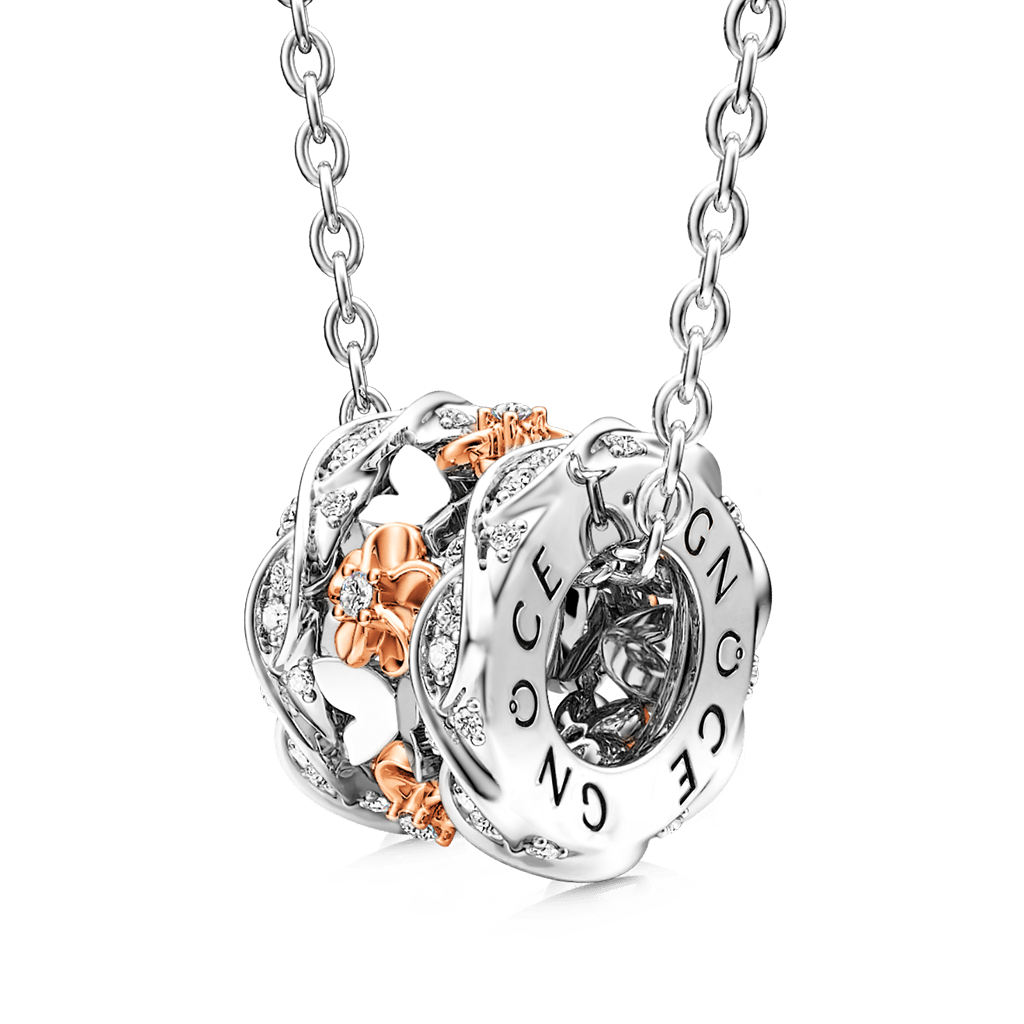 Flower Butterfly Pendant Necklace image number 0