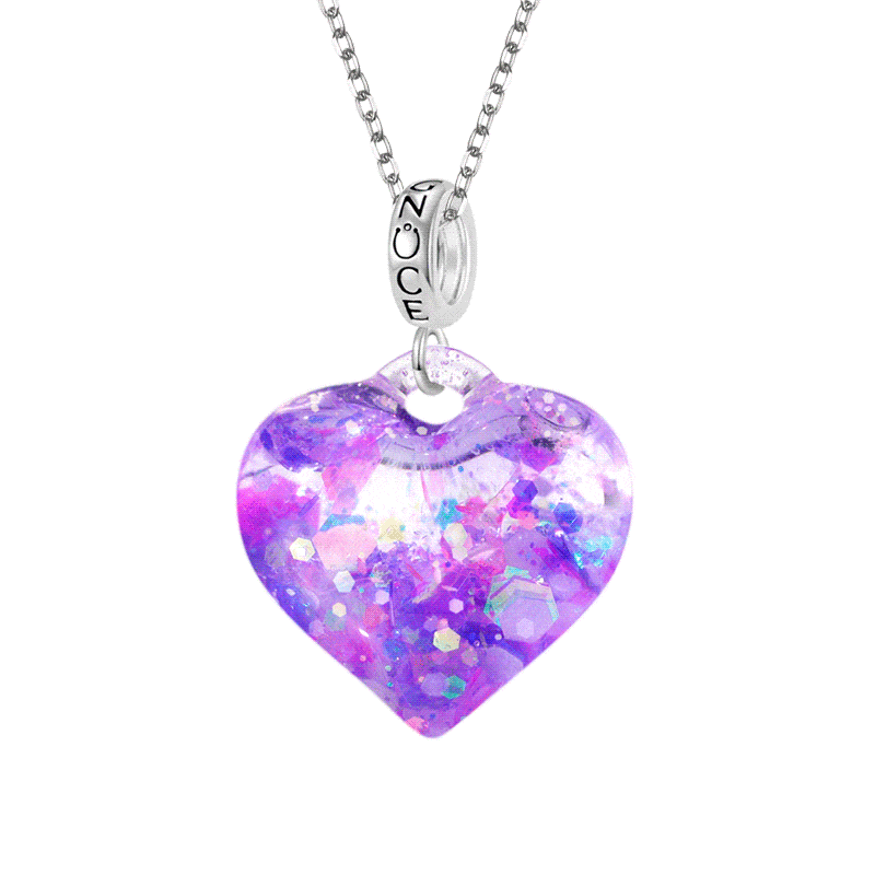 Purple Glitter Heart Necklace image number 0