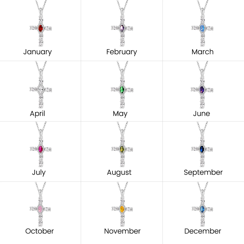 Cross Birthstone Necklace image number 5