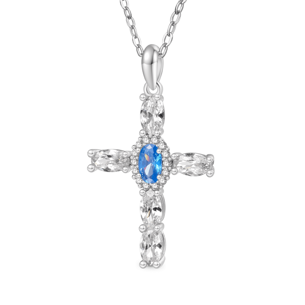 Cross Birthstone Necklace image number 1