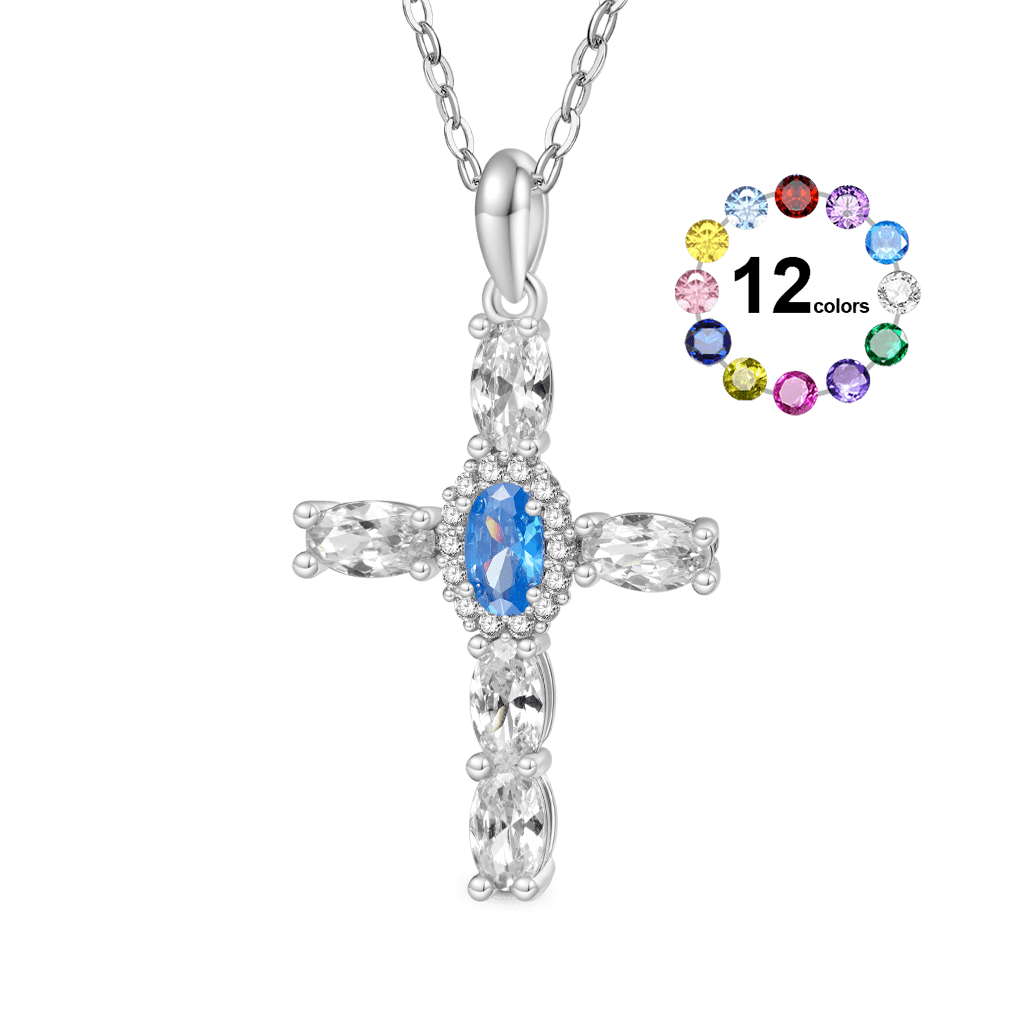 Cross Birthstone Necklace image number 0