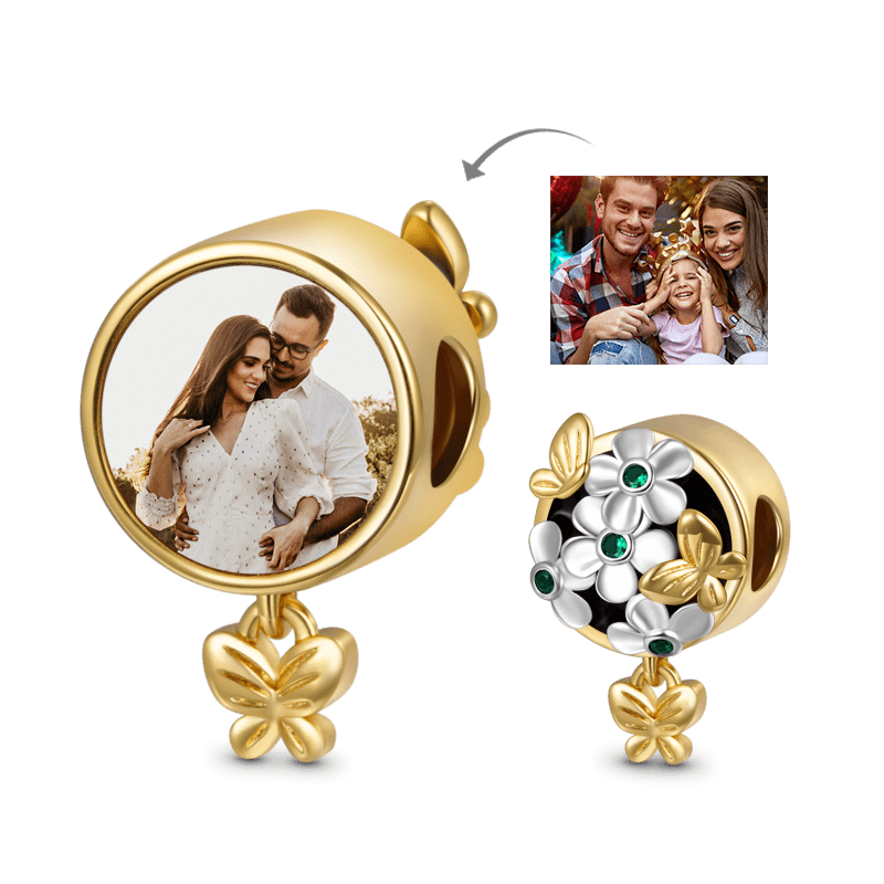 "Butterfly Love Flower" Photo Charm image number 0