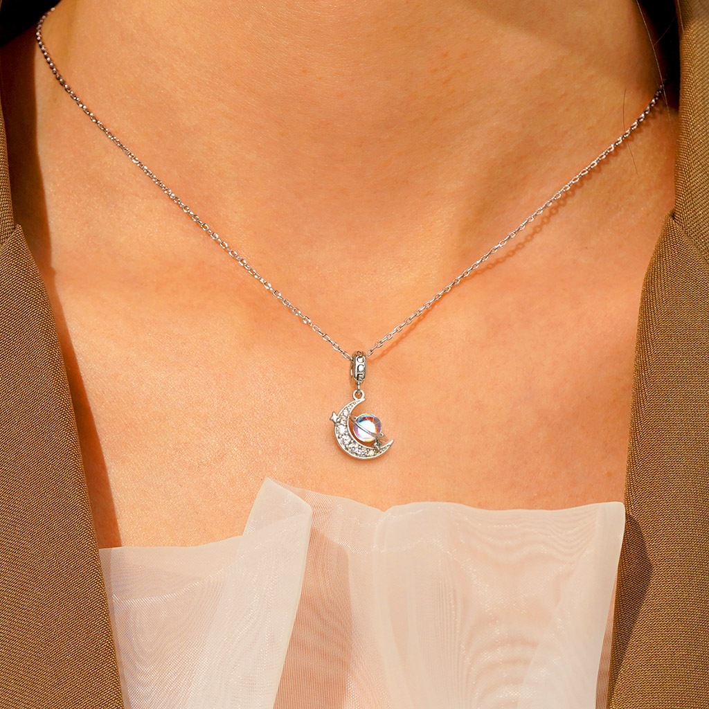Galaxy Crescent Moon Pendant image number 4