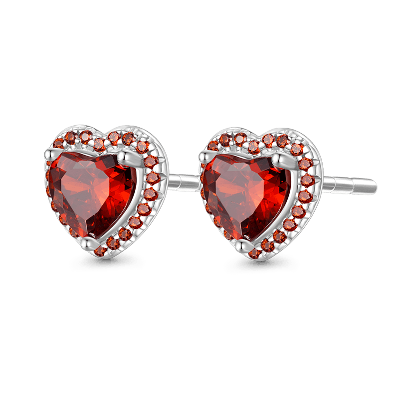 Heart Birthstone Stud Earrings image number 1