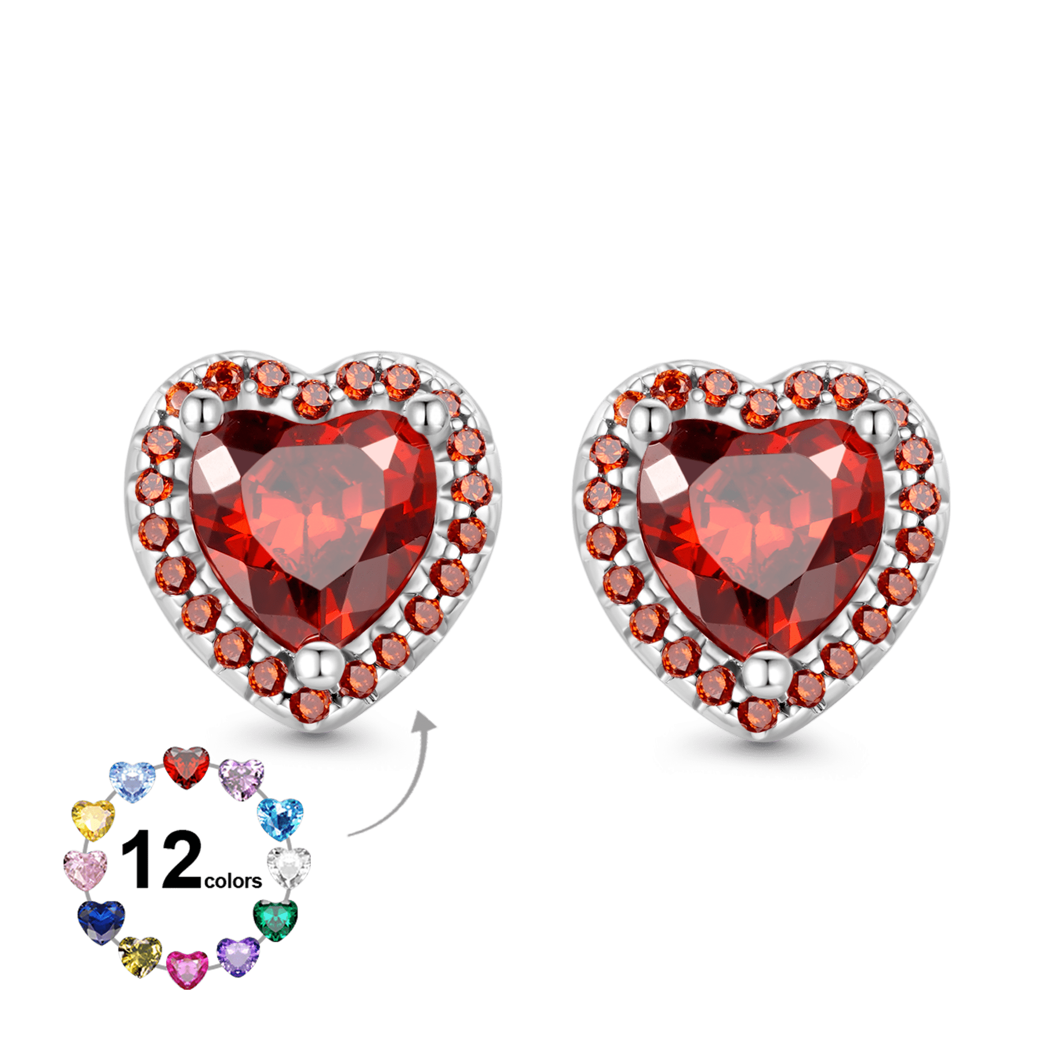 Heart Birthstone Stud Earrings image number 0