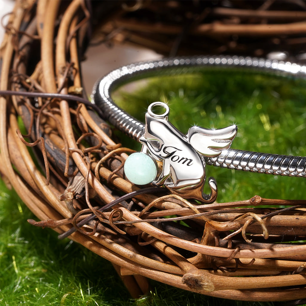 Engravable Cat Angel Charm image number 3