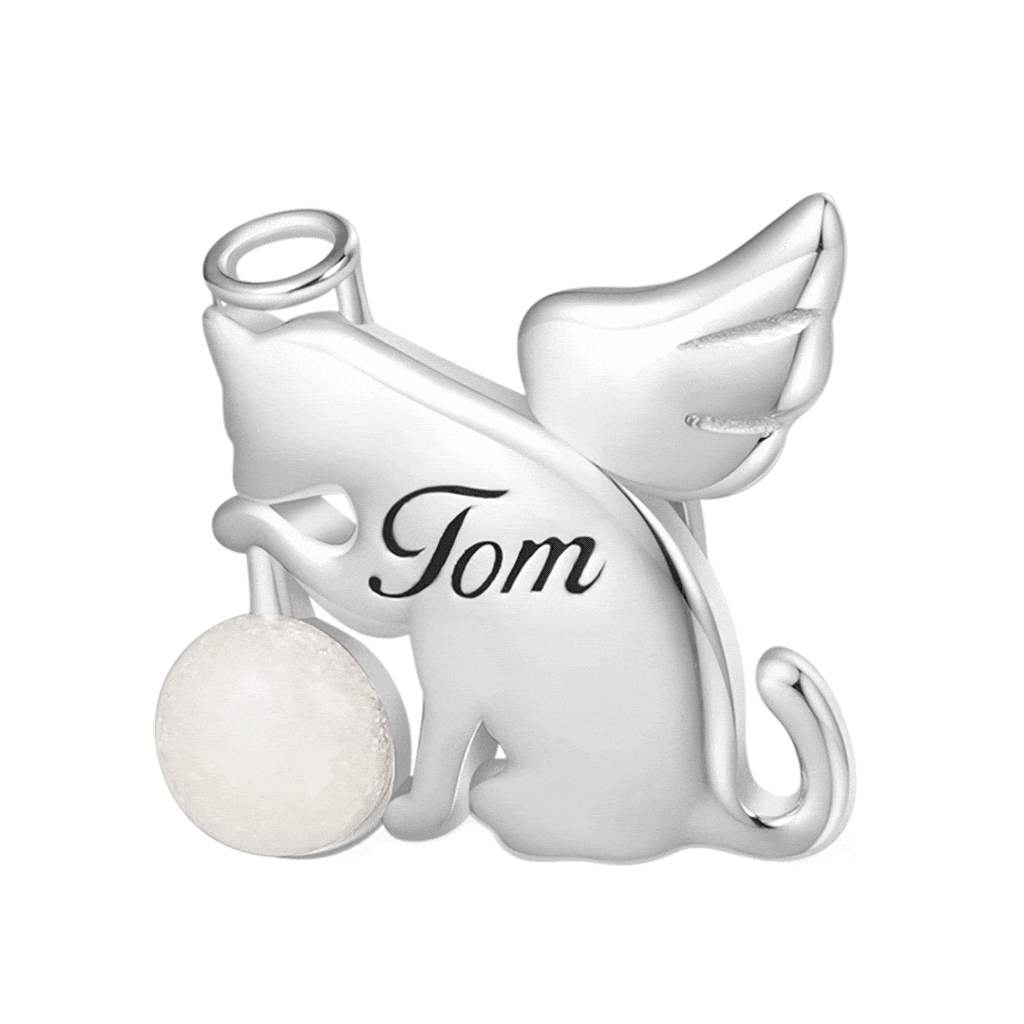 Engravable Cat Angel Charm image number 0