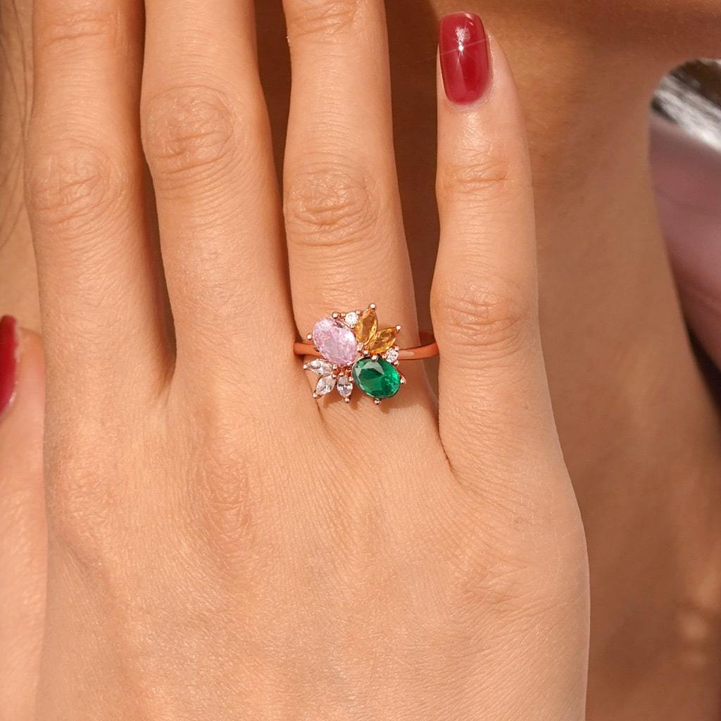 Rose Gold Tone Flower Ring image number 4