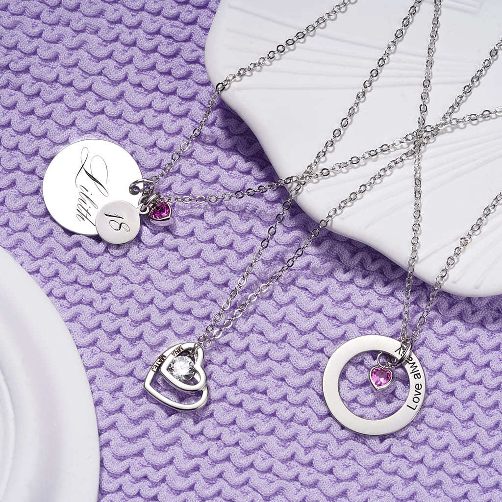 Double Love Engravable Necklace image number 4