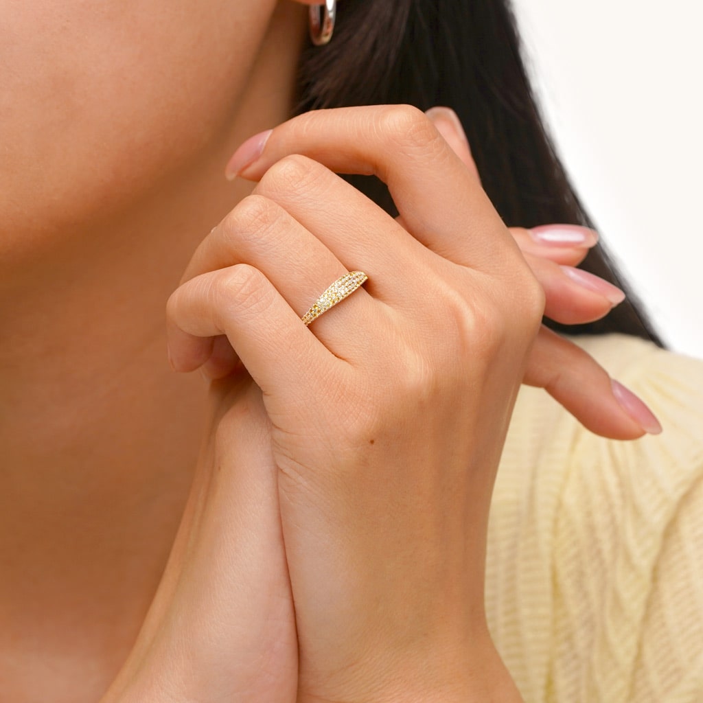 Yellow Diamond Pave Band Ring image number 4