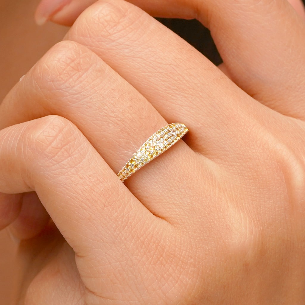 Yellow Diamond Pave Band Ring image number 5