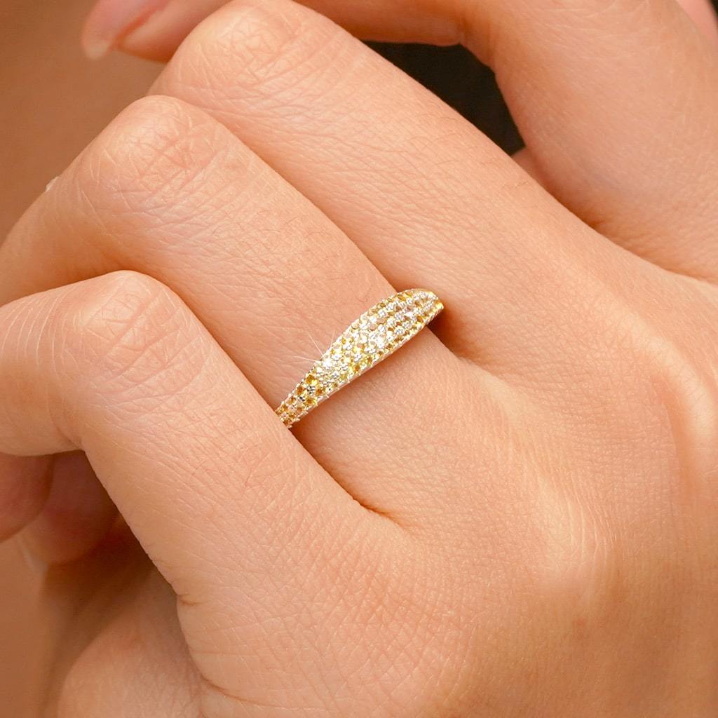 Yellow Diamond Pave Band Ring image number 5