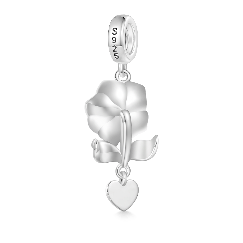 Engravable Rose Flower Charm image number 2